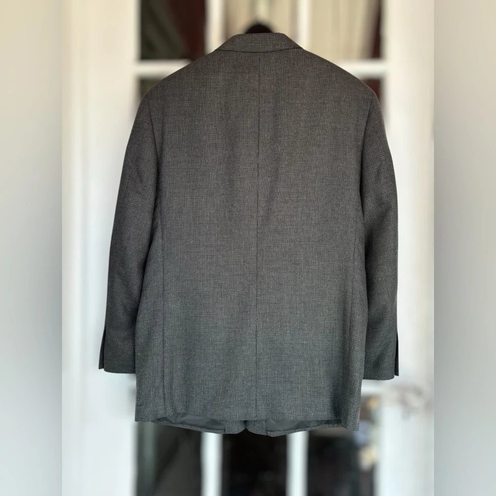 Hardy Amies Lana Seta Men's 44R Gray Glen Check Silk Wool Blend Sport Jacket